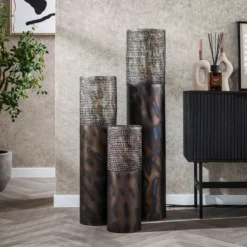 Ronde vloerlamp zwartbruin metaal - Santa Cilinder