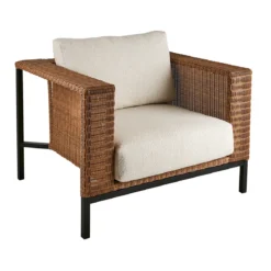 Rotan loungeset fauteuil olefin teddy stof - Brafab Shell