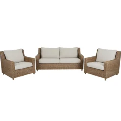 Rotan loungeset met beige olefin kussens - Brafab Sandkorn Set