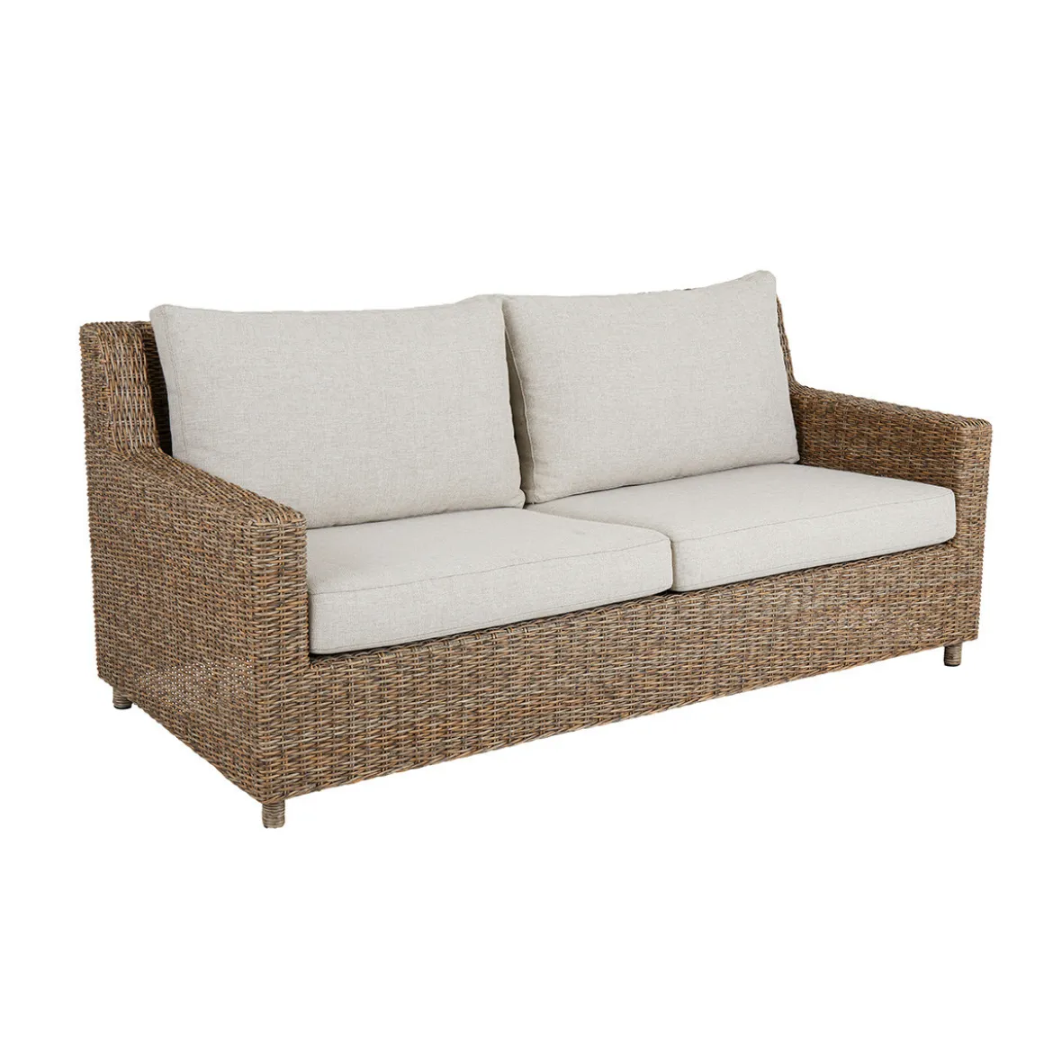 Rotan loungeset met beige olefin kussens - Brafab Sandkorn Set