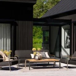 RVS tuin loungebank met all-weather kussens - Brafab Naos