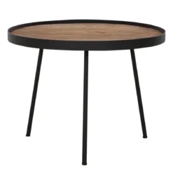 Salontafel rond teak met zwarte rand - DTP Home Highlight Saturnus