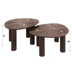 Salontafel set bruin teakhout 2-delig - Giani Maya Teak Triangle