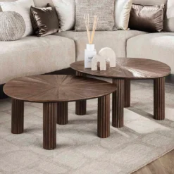 Salontafel set bruin teakhout 2-delig - Giani Maya Teak Triangle
