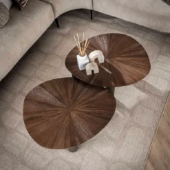 Salontafel set bruin teakhout 2-delig - Giani Maya Teak Triangle