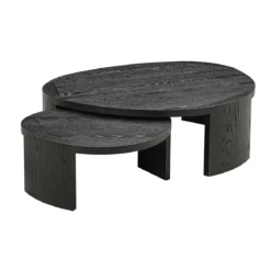 Salontafel set zwart hout organisch - Richmond Interiors Navarino