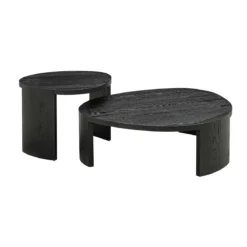 Salontafel set zwart hout organisch - Richmond Interiors Navarino