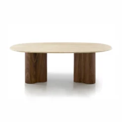 Salontafel walnoot met travertin - Bodio Sora