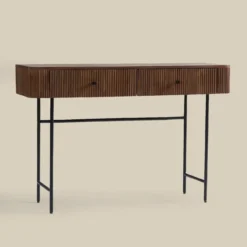 Sidetable ribbel hout 120 cm - Bodio Mirah