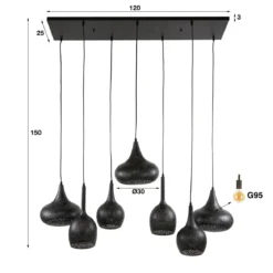 Speelse hanglamp zwart metaal - Santa Zip 7