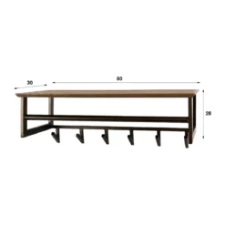 Stalen kapstok met eikenhoutlook plank - Santa Bruno