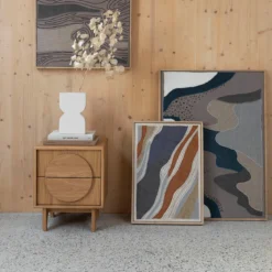 Stoffen schilderij oranje blauw - Zuiver Move
