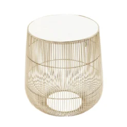 Tafeltje goud met wit marmer - Kare Design Beam White