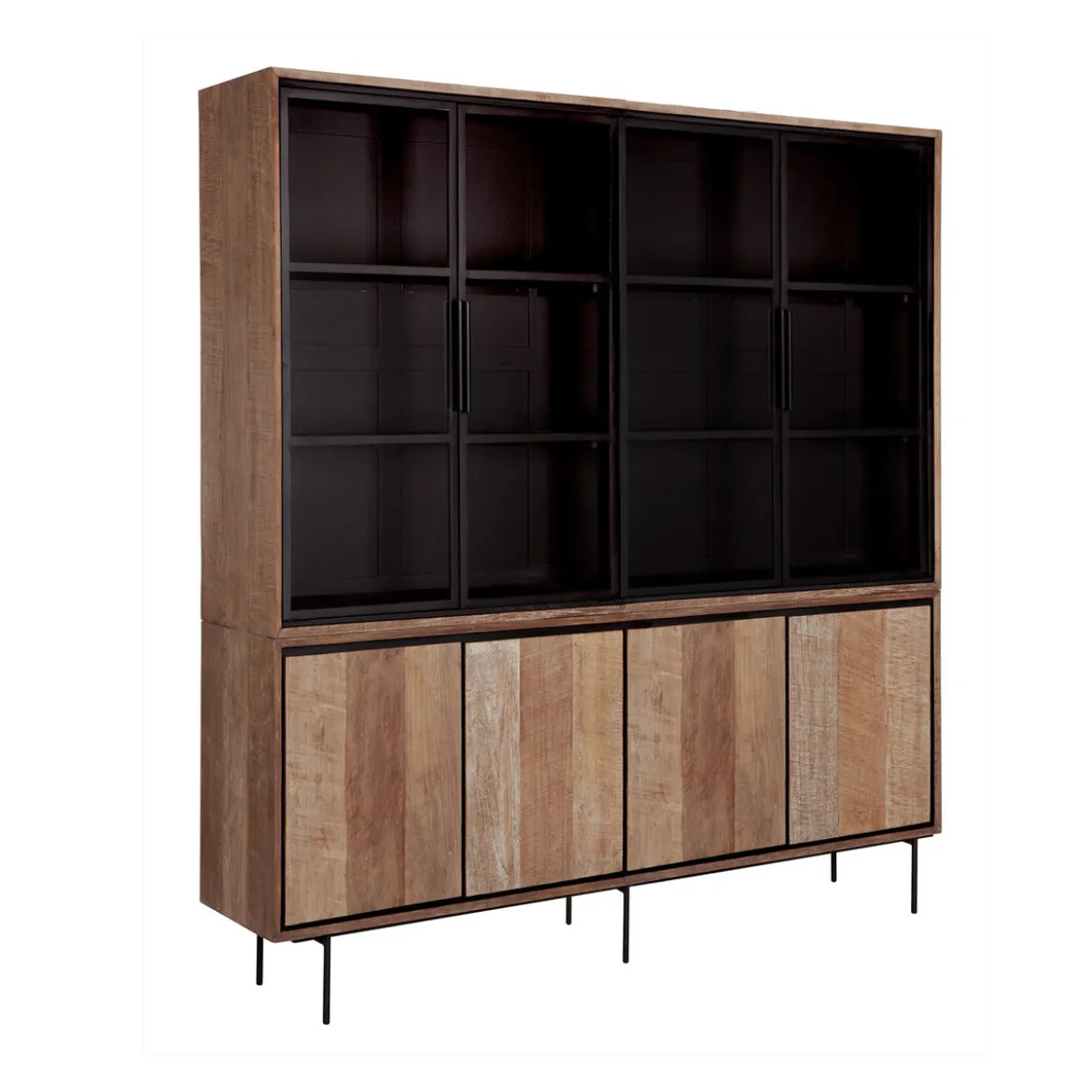 Teak buffetkast met zwarte binnenkant 180 cm - DTP Home Metropole
