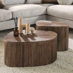 Teak salontafelset met ribbels - Giani Maya Teak Square