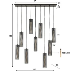 Trapse eettafel lamp metaalgaas zwart - Santa Tube Mesh