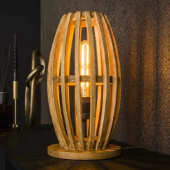 Trendy tafellamp mangohout - Santa Orbit