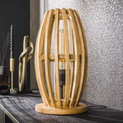 Trendy tafellamp mangohout - Santa Orbit