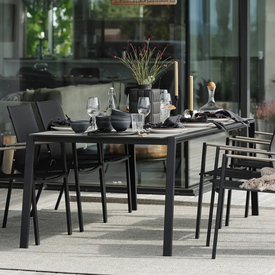 Tuinset 6 persoons betonlook metaal - Brafab Lyra Set