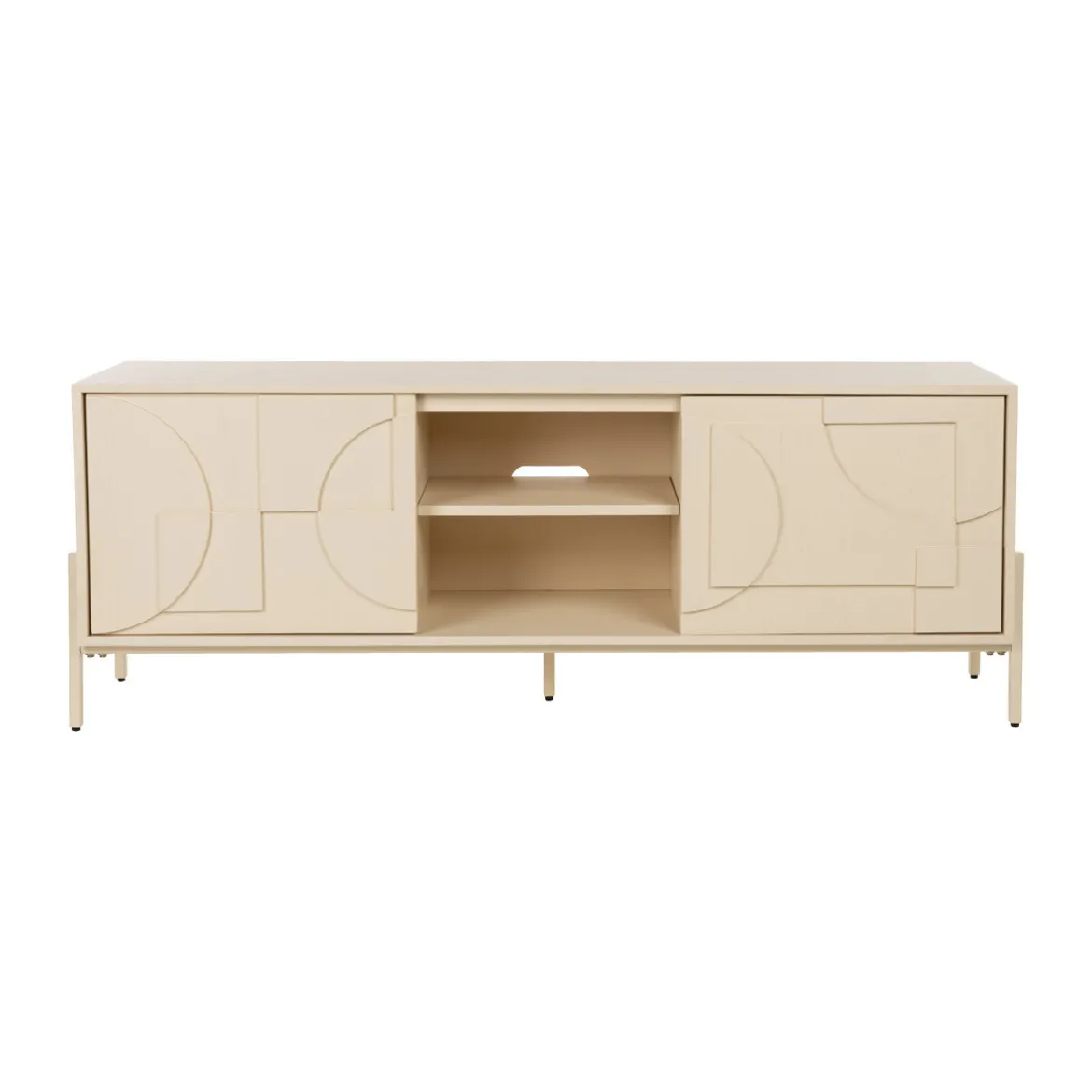 Tv-meubel beige hout met patroon - Zuiver Faces