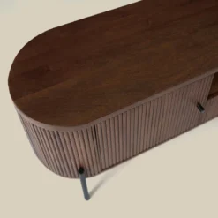 Tv-meubel 160 cm ribbel hout bruin - Bodio Mirah