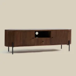 Tv-meubel 160 cm ribbel hout bruin - Bodio Mirah