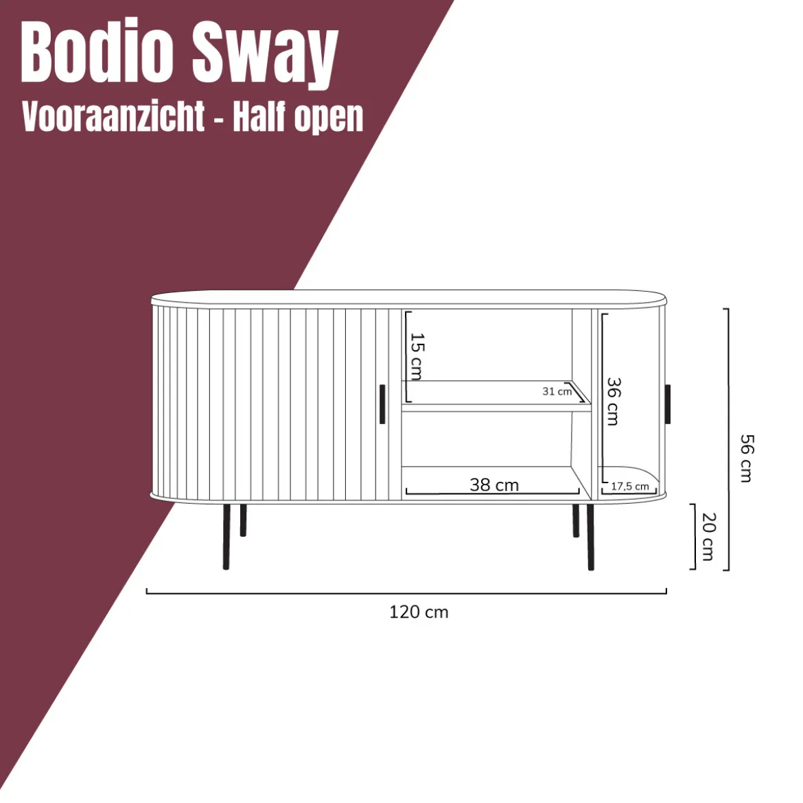 TV meubel eiken 120 cm - Bodio Sway