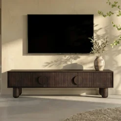 Tv-meubel hout met ribbels - Bodio Kamari