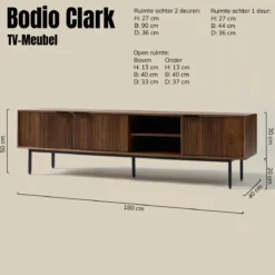 Tv-meubel hout met ribbels (staand/hangend) 180 cm - Bodio Clark