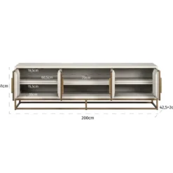 Tv-meubel wit hout met messing - Richmond Interiors Whitebone