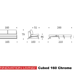 Tweepersoons slaapbank 160 - Innovation Living Cubed 160 Chrome