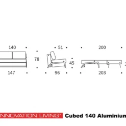 Tweepersoons slaapbank 140 - Innovation Living Cubed 140 Aluminium
