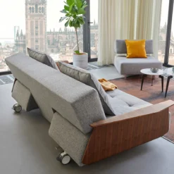 Verrijdbare slaapbank met walnoot arm - Innovation Living Long Horn D.E.L.