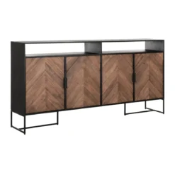 Visgraat dressoir zwart teak - DTP Home Criss Cross