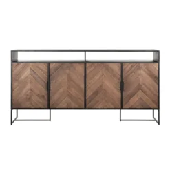Visgraat dressoir zwart teak - DTP Home Criss Cross