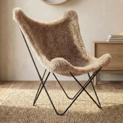 Vlinderstoel taupe bont - Bodio Butterfly