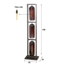 Vloerlamp 3L metaal en rookglas - Santa Tower Smoke Glass
