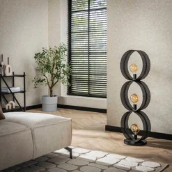 Vloerlamp rond metaal gaas - Santa Ring