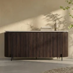 Walnoot dressoir met travertin blad - Bodio Rizza