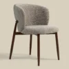 Walnoot eetkamerstoel met ronde rug beige - Bodio Maeve