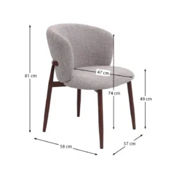 Walnoot eetkamerstoel met ronde rug beige - Bodio Maeve