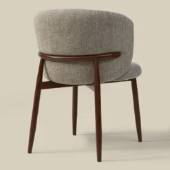 Walnoot eetkamerstoel met ronde rug beige - Bodio Maeve