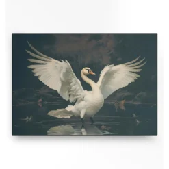 Wandkleed in frame - Urban Cotton Swan Lake