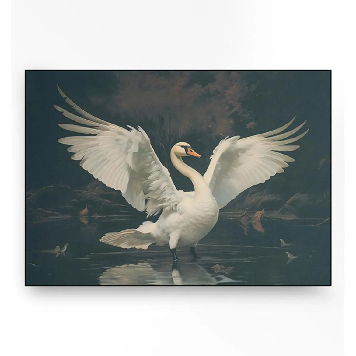 Wandkleed in frame - Urban Cotton Swan Lake