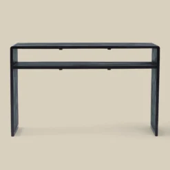 Wandtafel zwarte teak latjes - Bodio Teak Slats