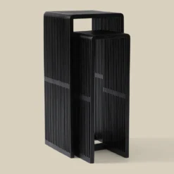 Zuilen set teak latjes zwart - Bodio Teak Slats