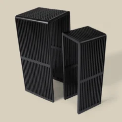 Zuilen set teak latjes zwart - Bodio Teak Slats