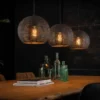 Zwart-bruine hanglamp met ronde kappen - Santa Armor