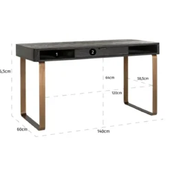 Zwart bureau met visgraat - Richmond Interiors Blackbone Brass