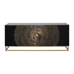 Zwart dressoir met houtsnijwerk - Kare Design Madeira Dark
